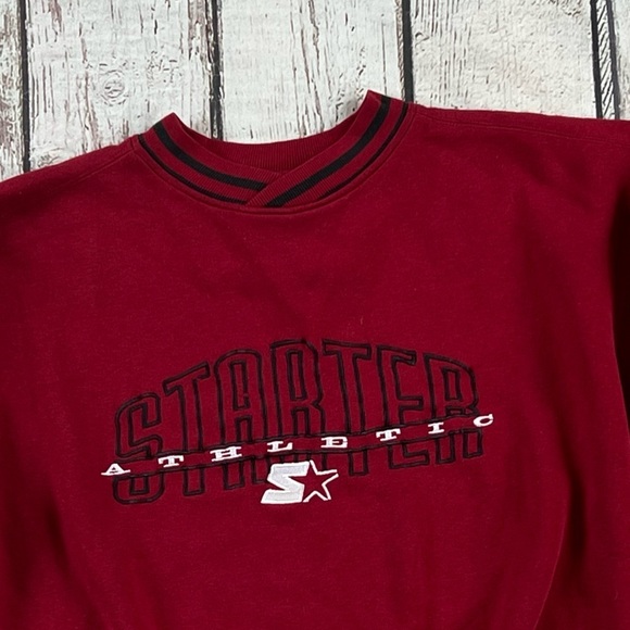 Vintage Starter Red Stitched Sports Logo Jumper Pullover Sweatshirt - Picture 2 of 4